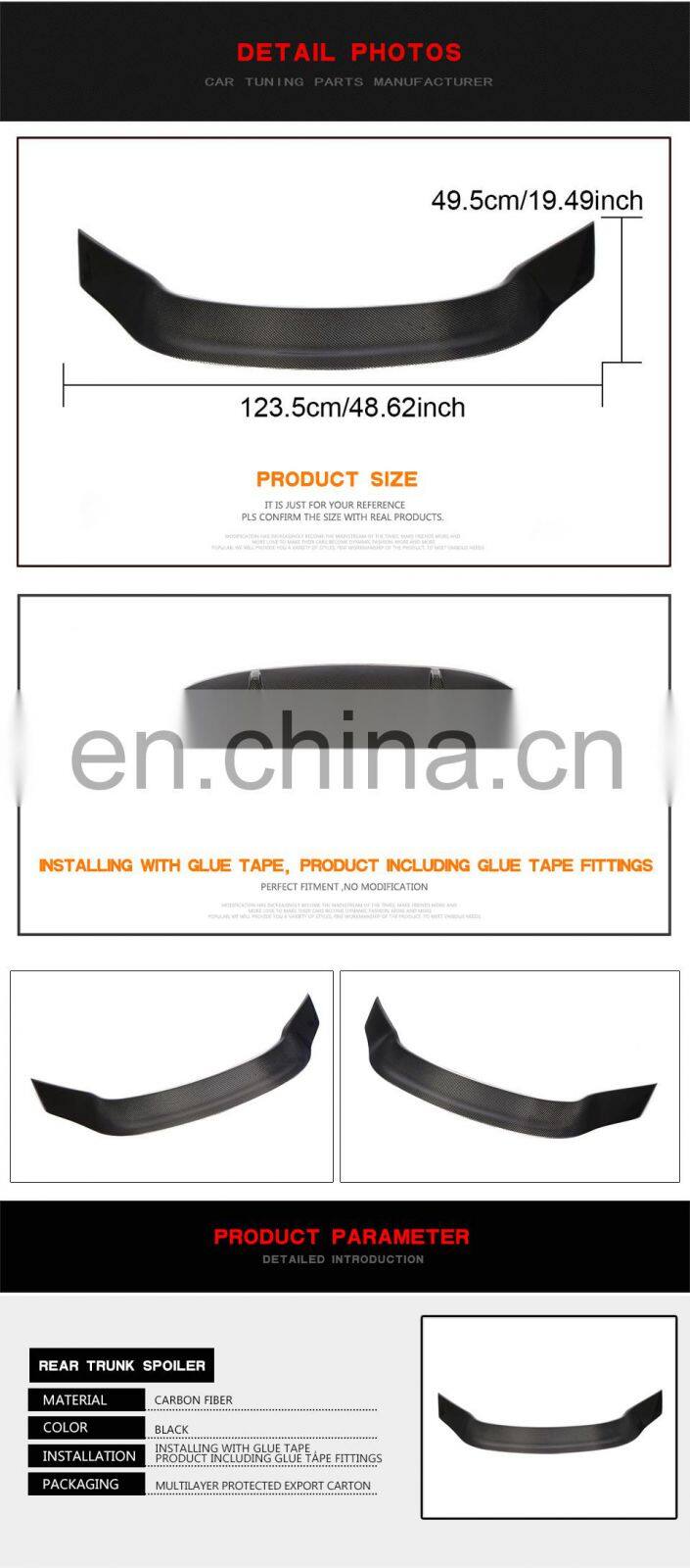 R Style Carbon Fiber C117 Rear Trunk Spoiler for Mercedes Benz CLA180 CLA200 CLA250 CLA45 AMG 2015- 2019