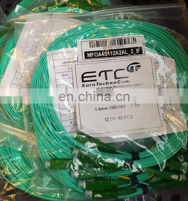 1.6mm 2.0mm sm aqua patch cable 9/125 sc/apc to sc/apc 1.5m 3.5m white simplex optical fiber patch cord