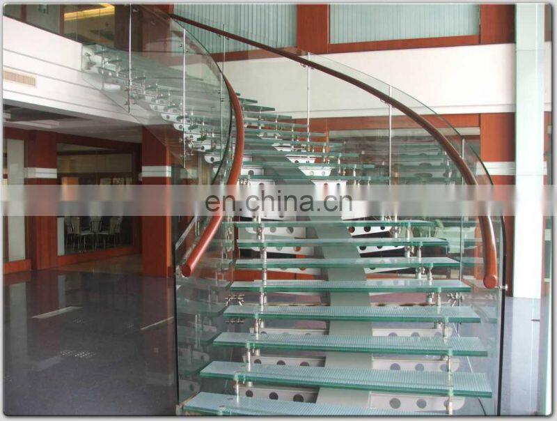 High quality indoor safety tempered glass staircase design