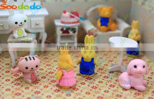 Japanse lucky cat and fish shaped eraser