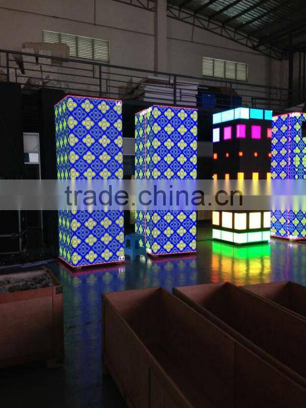 square pillar p10 indoor KTV hotel stage back full color LED square video screen