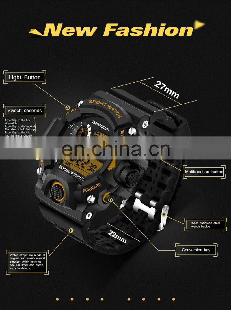 2018 Best Sanda Digital Watch Waterproof Sports Men's Outdoor Electronic Watch Multi-functional Student Smart Watch
