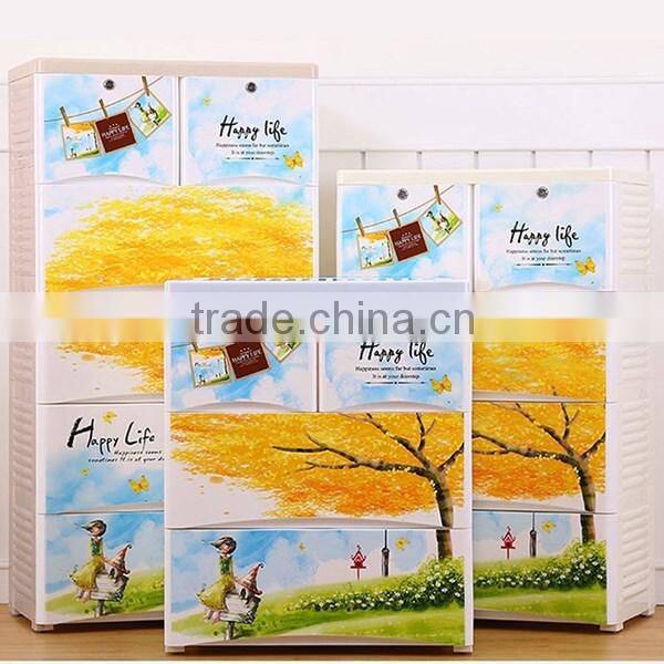 Autumn Maple Scenery Printing 3/4/5 Plastic Baby Wardrobe