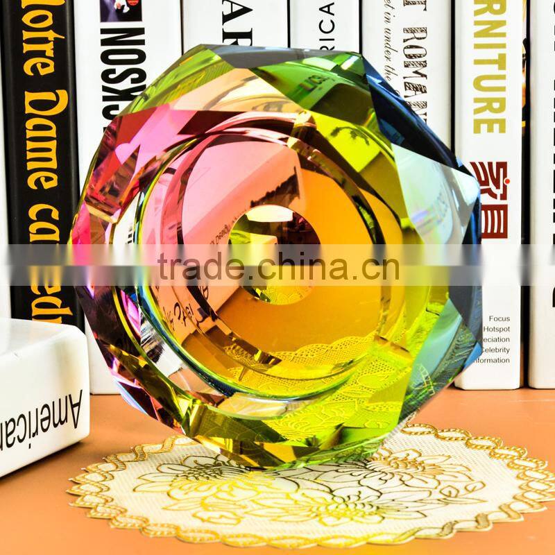 wholesale big Octagonal crystal ashtray cheap K9 glass ash bin