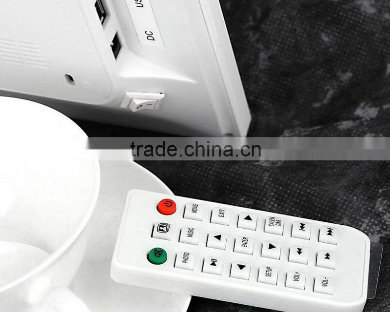 NEW 15inch HD TFT-LCD 1024*768 Digital Photo Picture Frame Alarm Clock MP3 MP4 Movie Player with Remote Desktop White