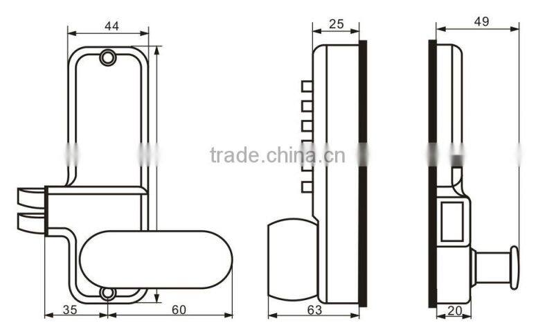 OSPON MECHANICAL PUSHBUTTON COMBINATION GLASS DOOR LOCK TAIN NICKEL OS3318L left handle