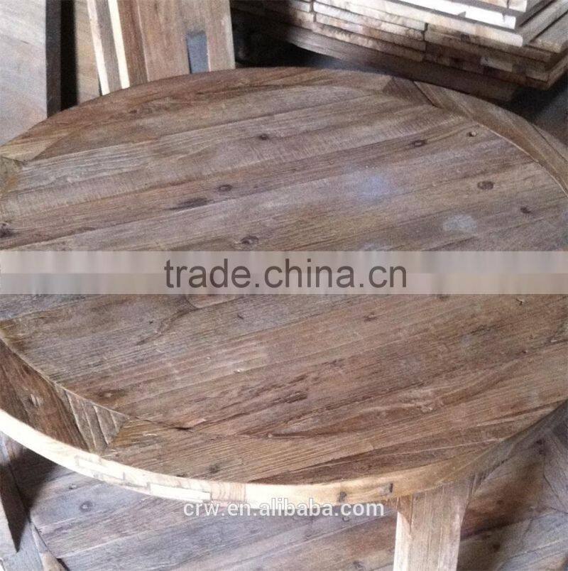 RE-1522 3 reclaimed wood triangular leg used coffee shop table and chairs