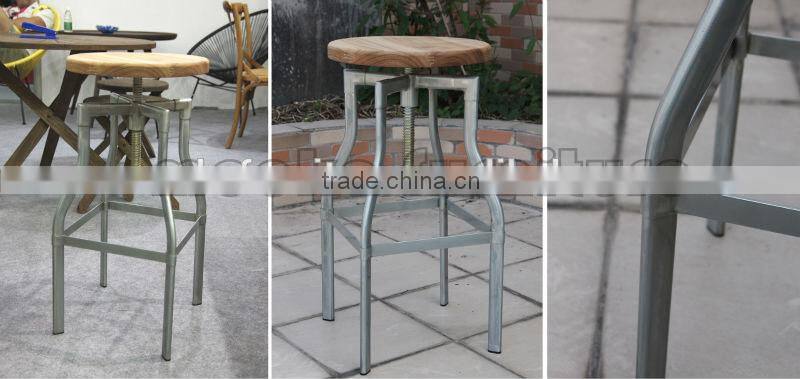 Timber Seat Swivel Turner Industrial Bar Stool