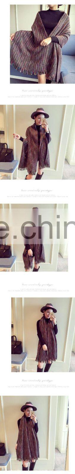 Wholesale New Winter Colorful Striped Fashion Ladies Cashmere Scarf