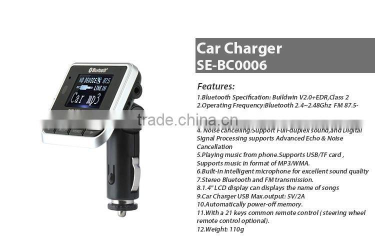Bluetooth LCD Car Kit MP3 Player FM Transmitter Modulator SD MMC USB Remote