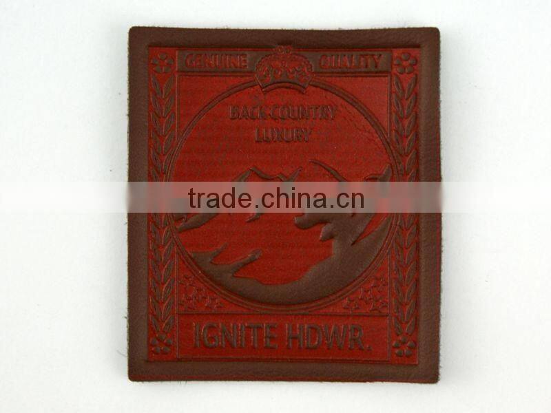 Cool car printed high quality leather patch label for clothing