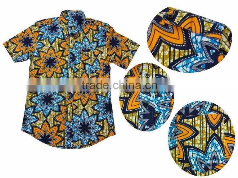 african batik fabric clothing mens t shirt in high quality