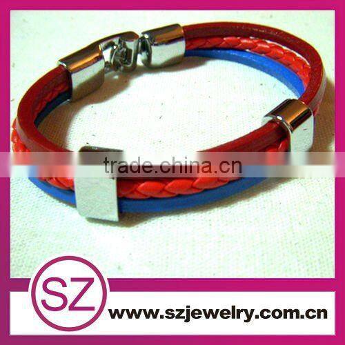 MLB0003 blue leather stainless steel buckle/power bracelet