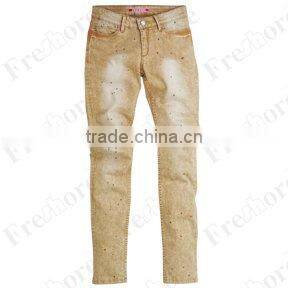 Lady's colour paint jeans -- yellow