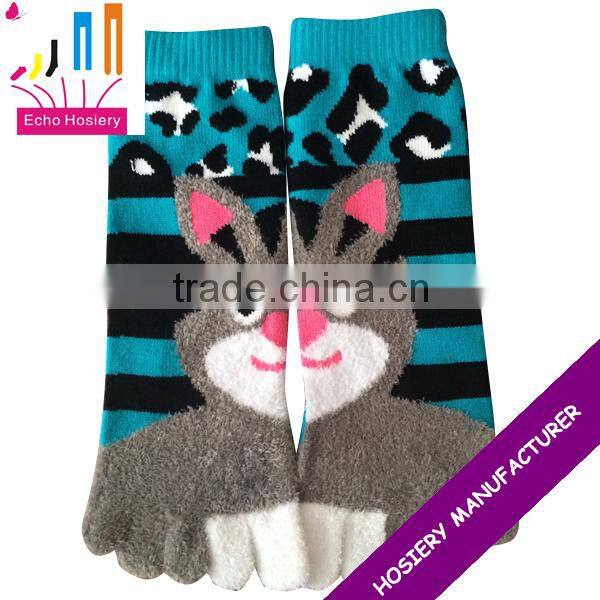 Two In One Five Toe Socks with Rabiit Cartoon