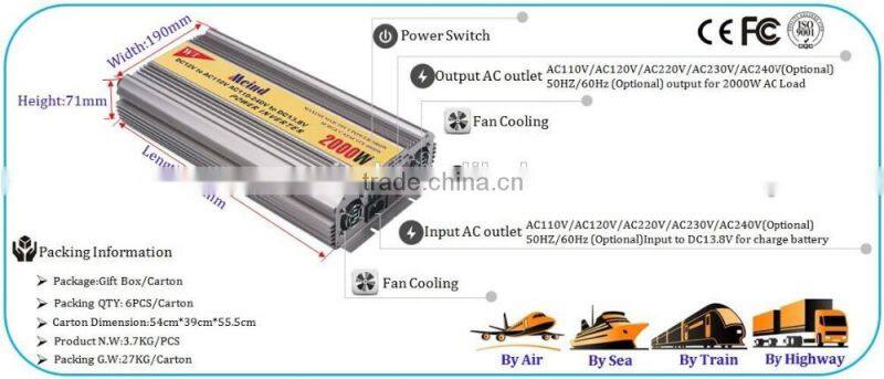 China supplier Wholesale 2000W 24v 230v power inverter dc ac inverter 230v/Home Inverter with Charger