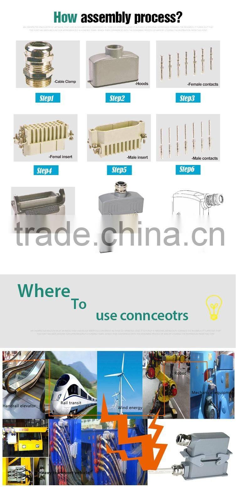 Hood and Housing for heavy duty connector screw terminal electric clamp connector