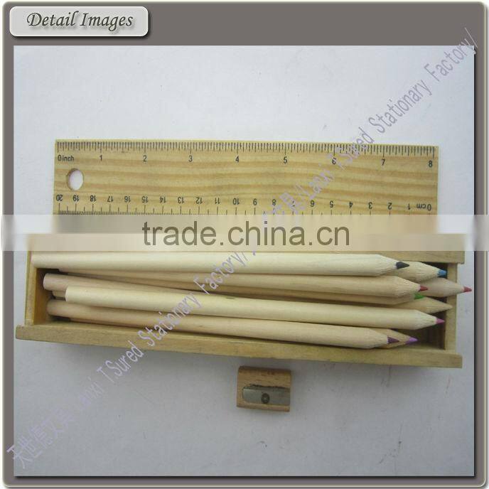 Wooden Color Pencil Set, Sharpener & Ruler