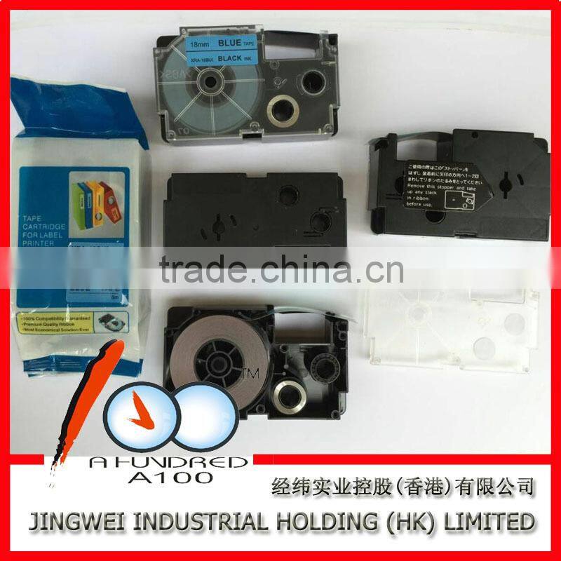 tape cartridge for casio EZ label printer XR-18BU1 black on blue 18mm