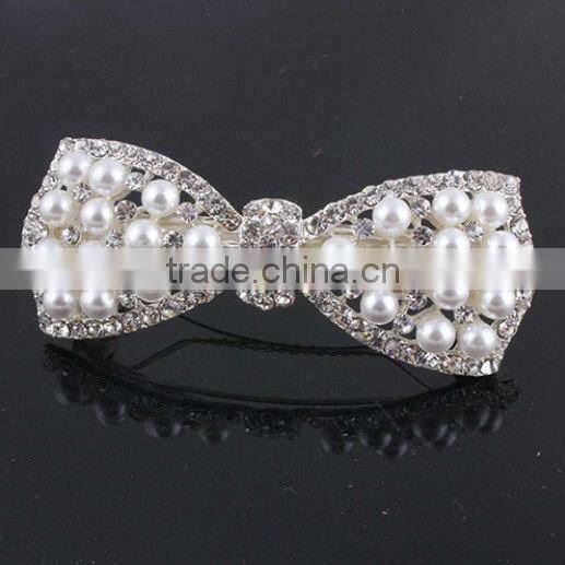 Luxurious rhinestone hair clip with pearl manufacturers China supplier BY 1879