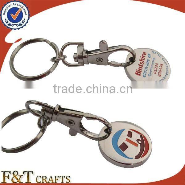 Make plating nickle soft enamel coin for supermarket trolley to sales