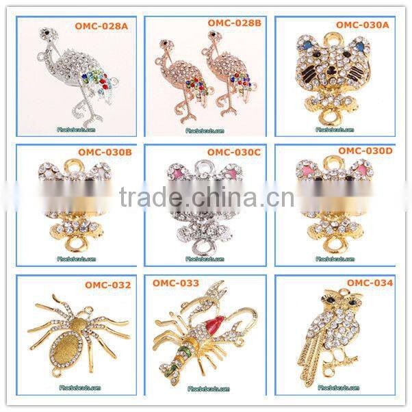 Wholesale Hot Sale Lavender Double Rhinestone Heart Connectors OMC-049A