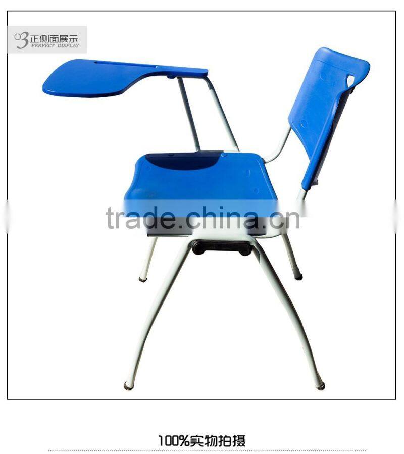 hot sale training room plastic study chair with folded writing pad
