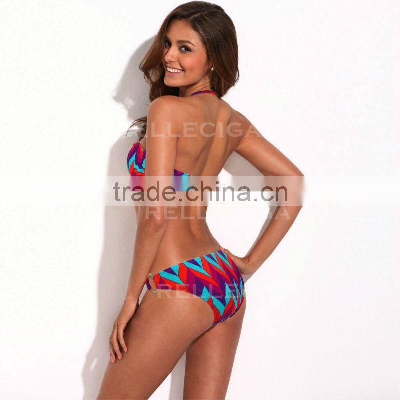RELLECIGA Bandeau Bikini Series - Multiple Colored Wavy Print Bandeau Top Sexy Girls Swimwear