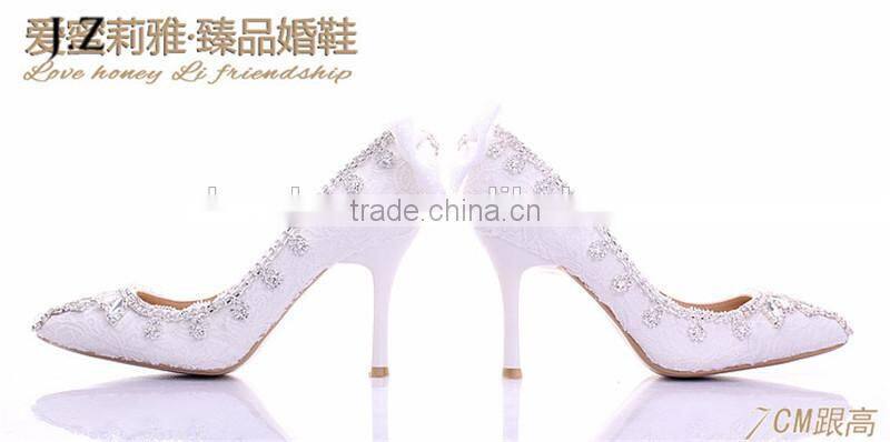 OW19 retail women fresh lace high heel wedding shoes