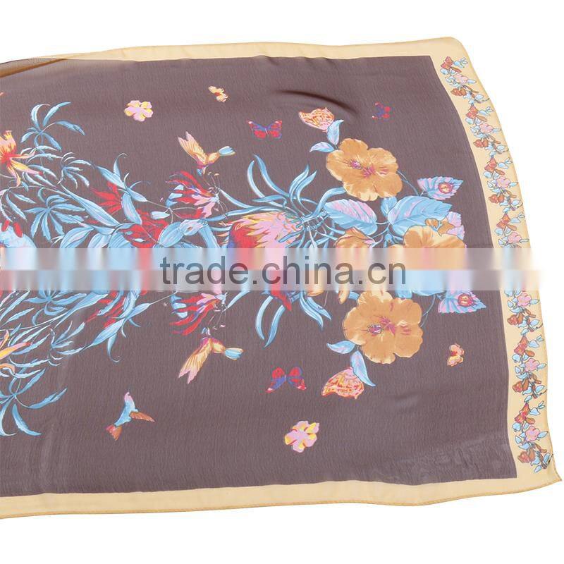 2015 Fashionable Hot sale Butterfly and Flower Printing Chiffon Scarf for Whole sale and