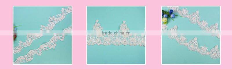 HC-2148-1 Hechun Sewed Sequined Bead Crochet Lace Applique for Clothes