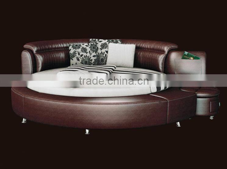 2015 new modern design leather round bed B80037