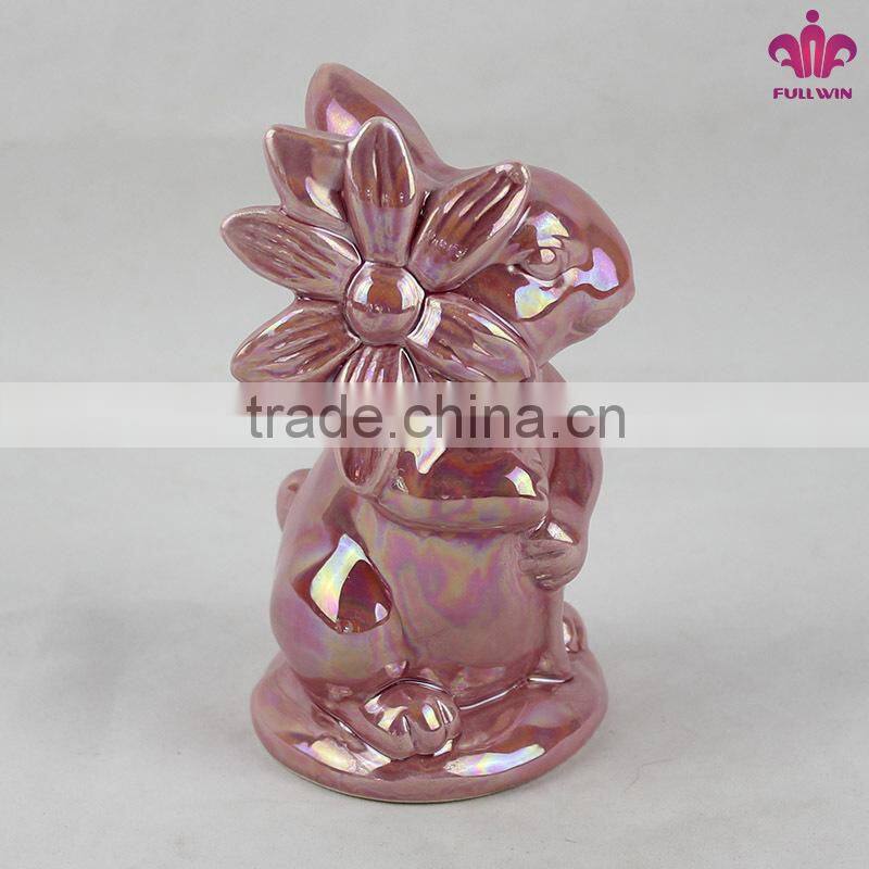 Peal glazed Ceramic Rabbit Decoration for Easter Day