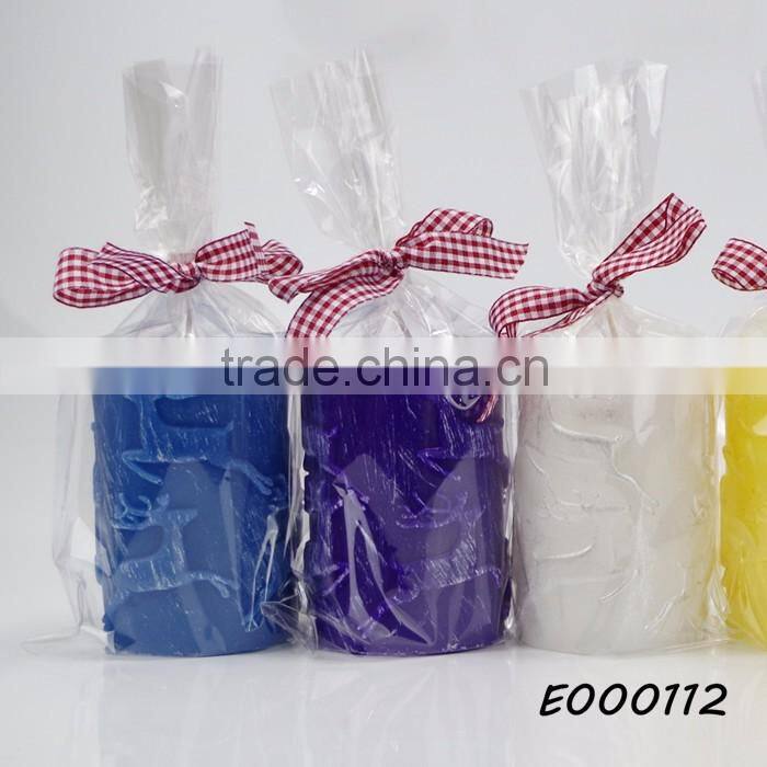Home used no fragrance and coloured taper pillar shaped New Year decorative candle