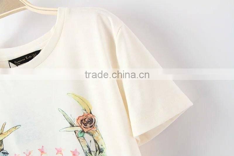wholesale clothing short sleeve cotton t shirt with animal cheap china wholesale clothing
