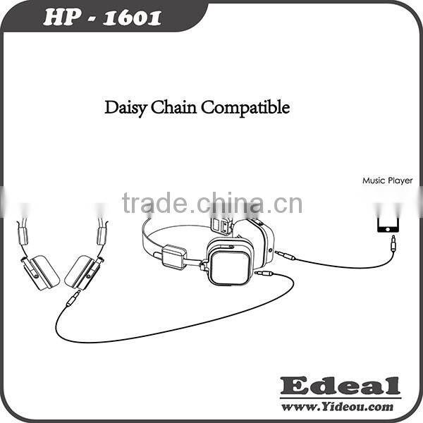 Wired headphone headband 3.5mm Folding Daisy Chain Compatible Headphone