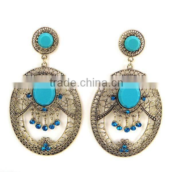 oval design hollow latest exotic turquoise fashion earring