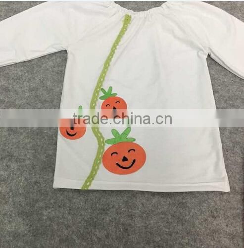 2015 yiwu koya factory wholesale pumpkin halloween girls fall boutique outfit white top hairbow ruffle pant set boutique outfits