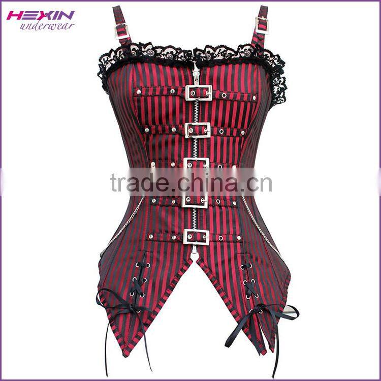 Brocade Overbust Steampunk Corset with Jacket and Belt