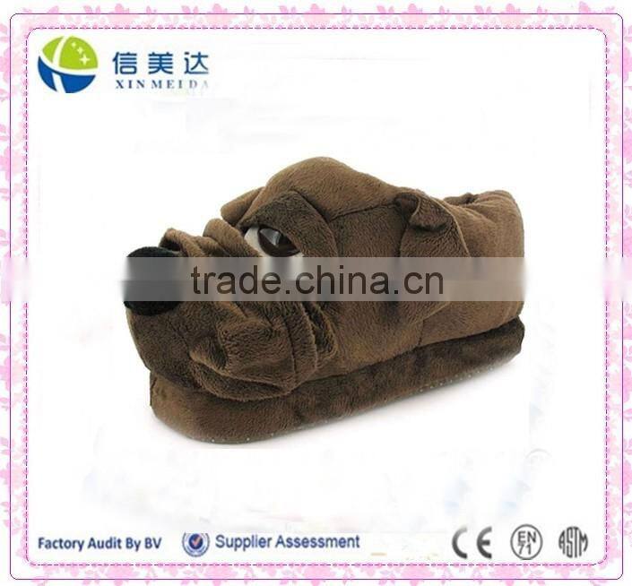 Wholesale cute buldog dog plush slippers