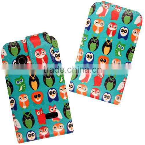 New printed pu leather flip case cover for Sony Xperia Tipo ST21i, cute cartoon leather case for Sony Xperia Tipo ST21i