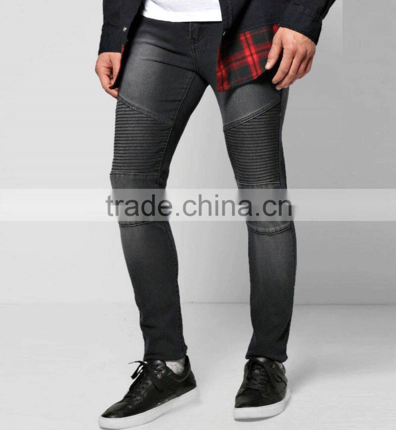 skinny fashion black good quality mens biker jeans(JXA122 )
