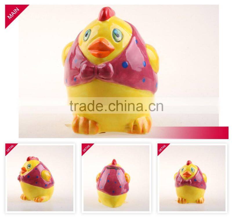 Promotional Funny hen shape ceramic coin box for home decoration
