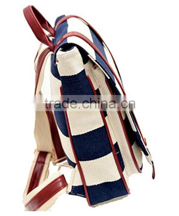 Naval Stripe Restoring Backpack,England College Student Canvas Bag,Shool Shoulder Bag
