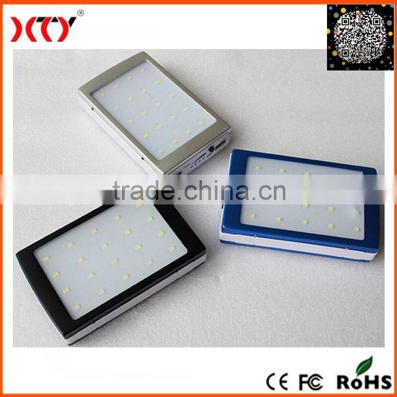 High Capacity Alloy Dual USB 10000mAh Solar Power Bank With Camping LED Light