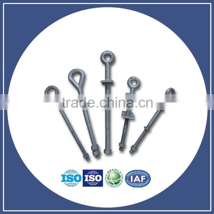 Ring eye bolts Carbon Steel Pigtail eye bolts with nuts galvanized double eye bolts