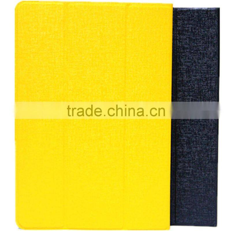 Two side silicone leather three folder rotating stand leather case for tablet pc