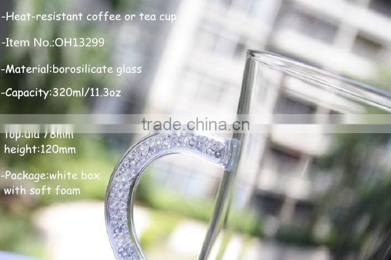 Heat-resistant fashion new design heat-resistant borosilicate glass coffee mug