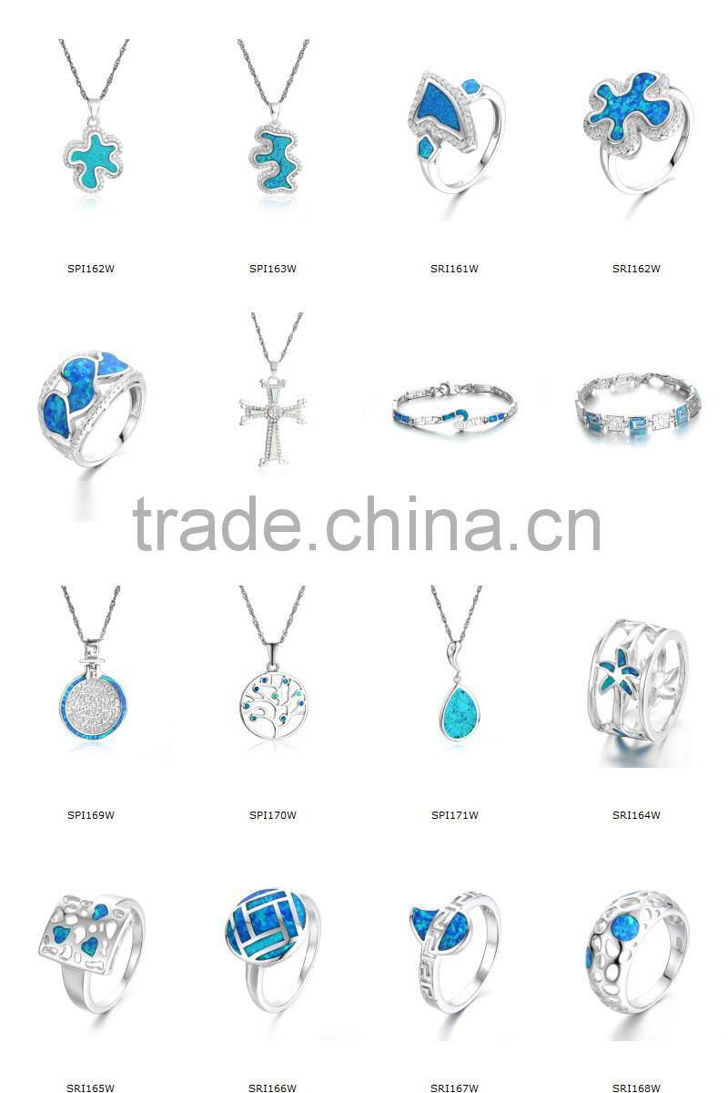 2016 Latest Design Triangle Opal 925 Silver Pendant Necklace