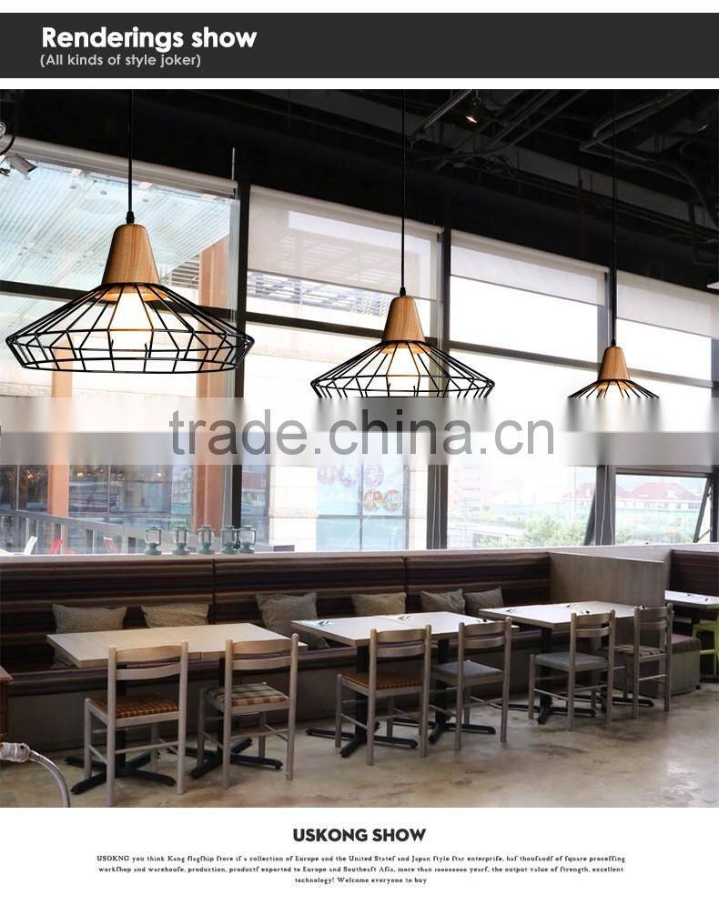2016 wholesales Wooden Cage pendant Lights Iron Metal vintage pendant Lamps
